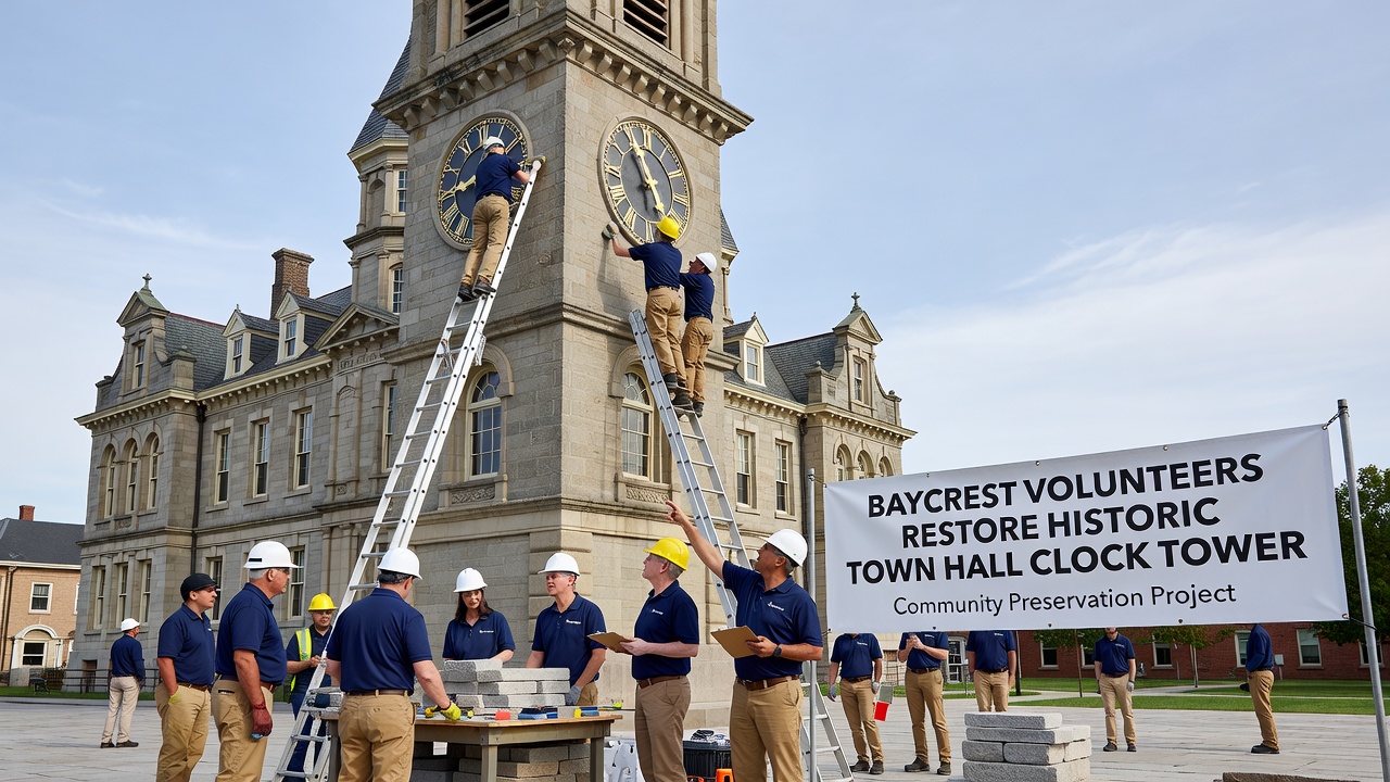 Restored clock tower in Baycrest after volunteer efforts